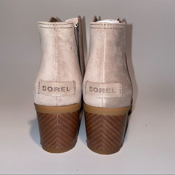 Sorel Cate Cut Out Ankle Boots Block Heel Suede - Picture 4 of 5
